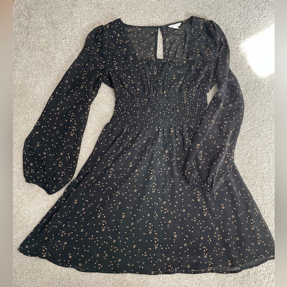 Star Print Milkmaid Style Mini Dress